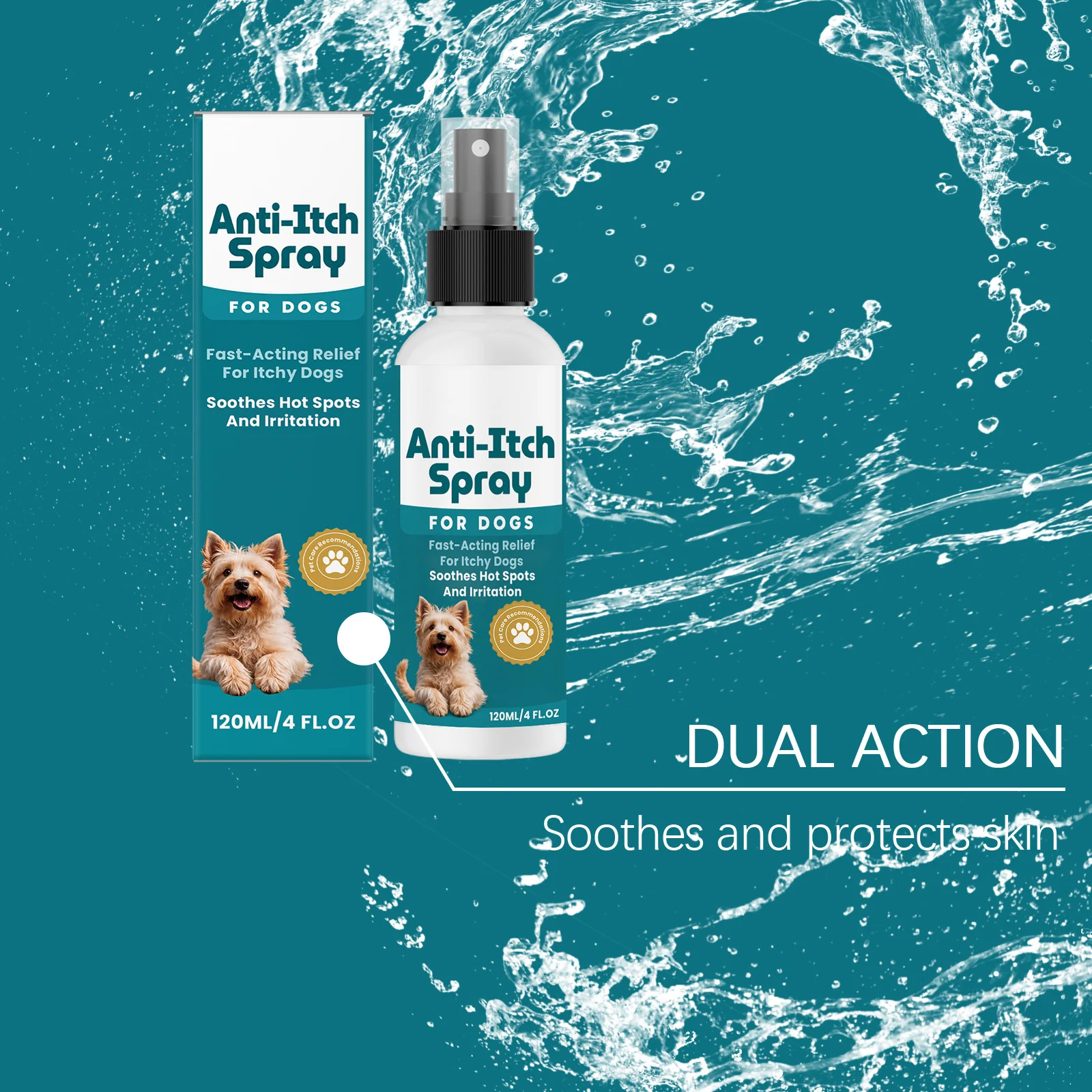 Hundespray gegen Juckreiz, sanft beruhigt gereizte Haut, lindert Juckreiz und Beschwerden, sicher und natürlich für Hunde jeden Alters, Hautpflegespray 120ml – Detail 7
