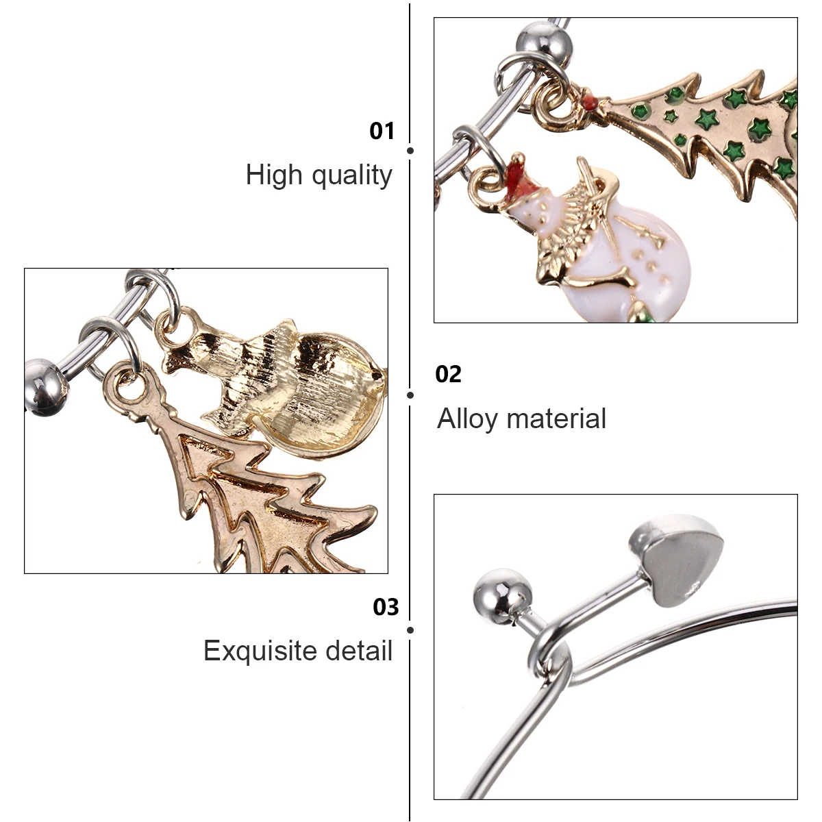 

8pcs Christmas Bracelet Alloy Wrist Chain Festival Decoration Gift For Women Creative Durable Xmas Jewelry Party Daily Wear