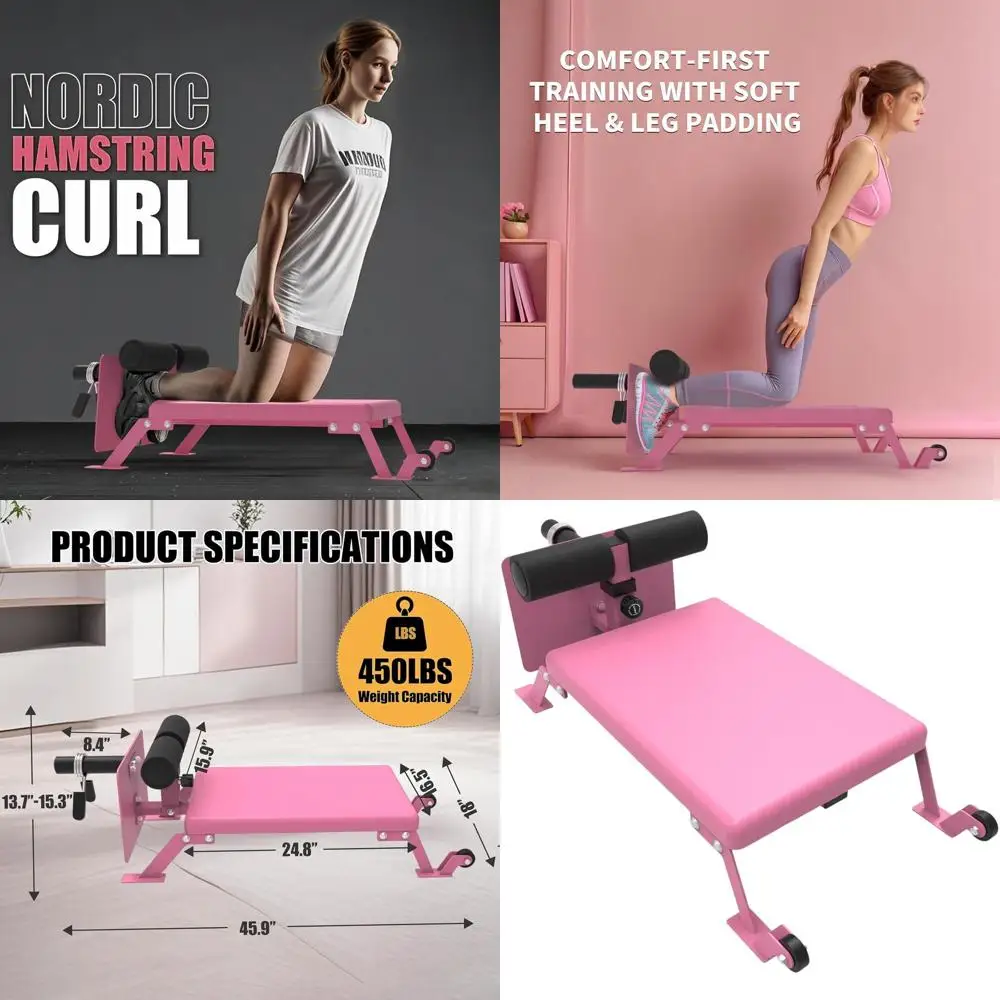 

Nordic Curl Machine,Hamstring & Glute Bench Adjustable with Wheels, Nordic Bench for Home Gym