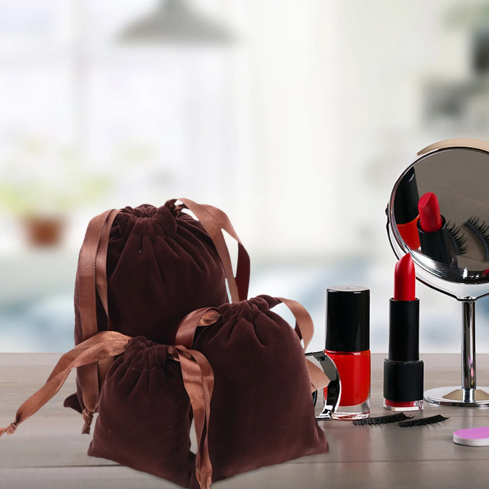 

6Pcs Velour Jewelry Storage Pouches Drawstring Closure Secure Easy Access for Gifts Cosmetics Trinkets Minimalist