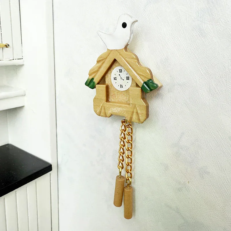 1:12 casa de bonecas em miniatura pássaro relógio de parede móveis casa modelo decoração brinquedo casa de boneca acessórios