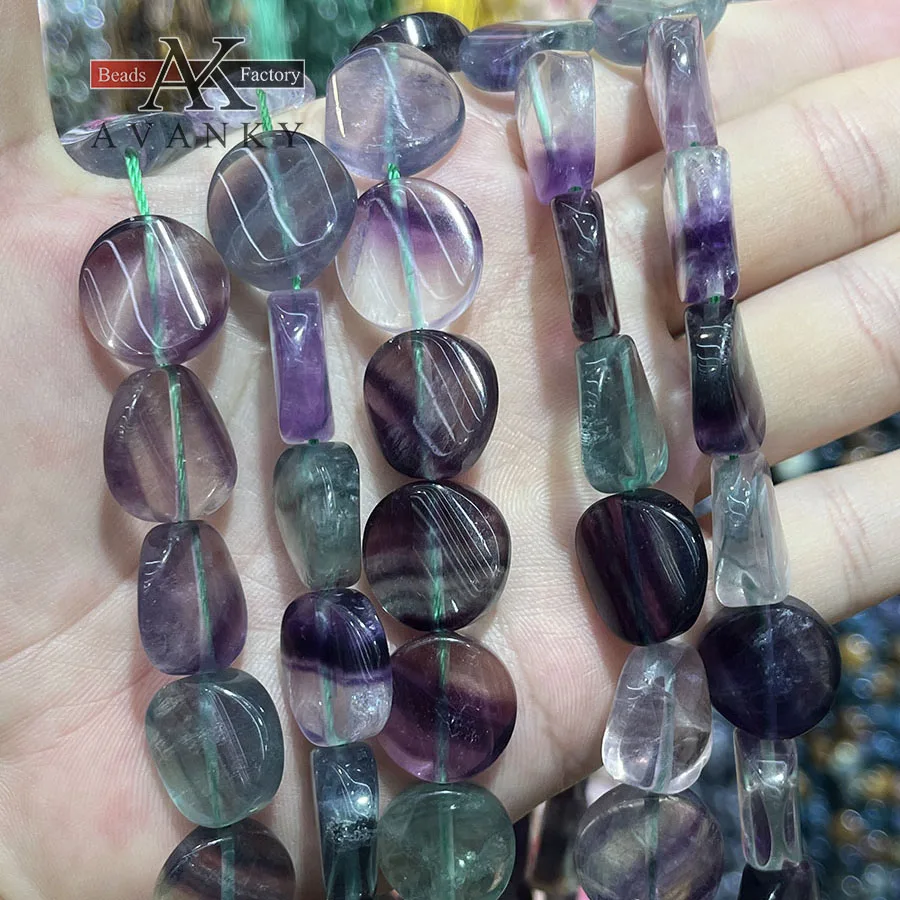 

Natural Color Fluorite Crystal Twist Round Cake Shape Beads Faceted Jewelry Making DIY Necklace Bracelet Accessory 15''16mm