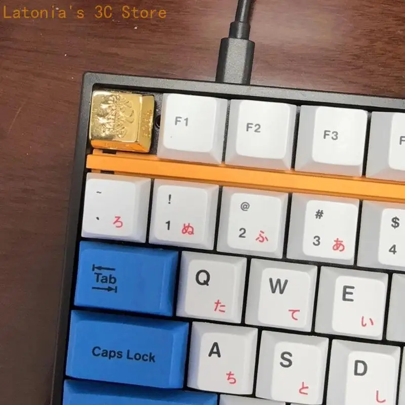 Luxuriöse Tastaturtaste aus goldfarbenem Messing, verziert mit chinesischen Schriftzeichen X3UB – Detail 10