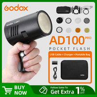 Godox AD100Pro 100Ws TTL 2.4G HSS 1/8000s Pocket Flash Light with 7.2V/2600mAh Lithium Battery 360 Full Power Flashes 0.01-1.5s
