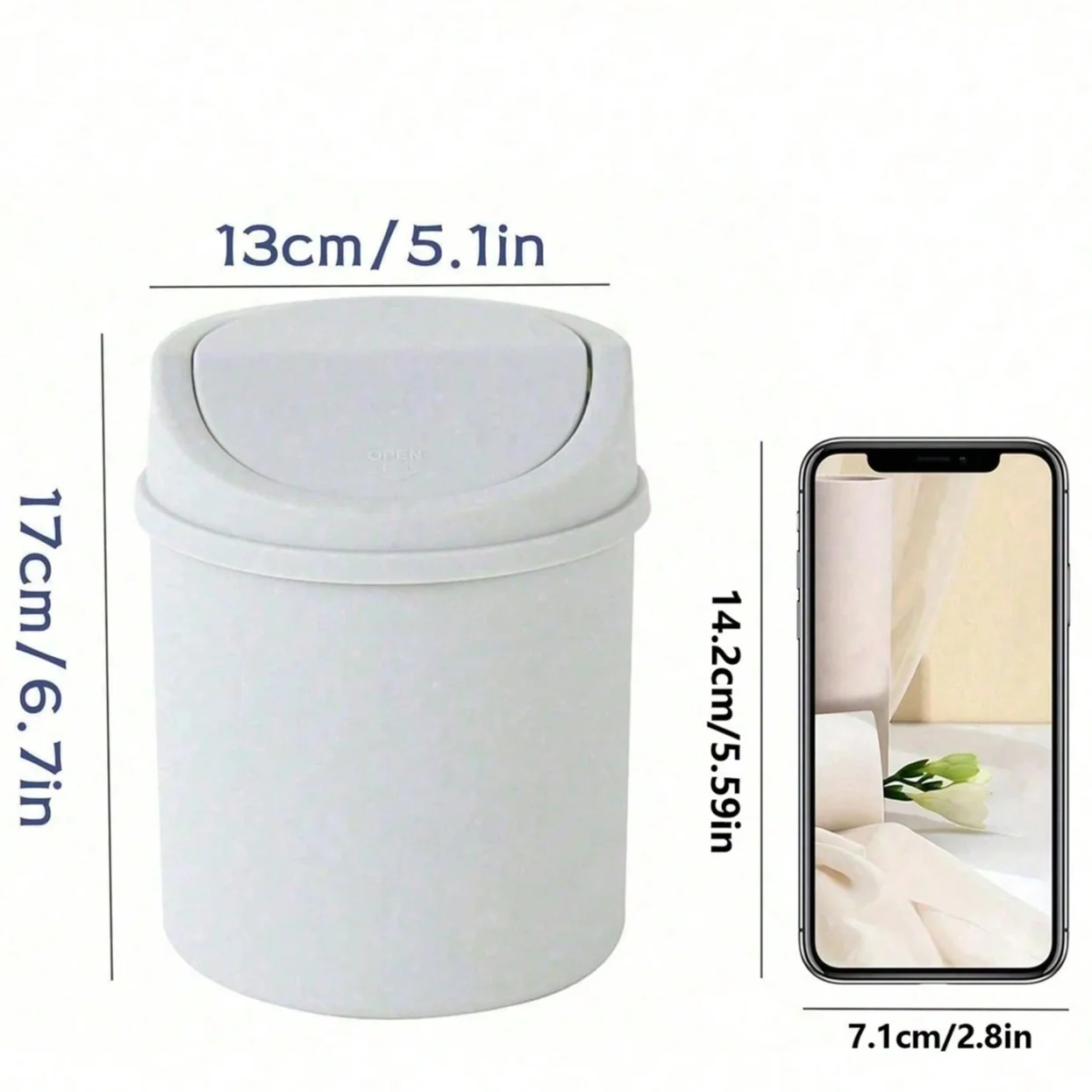 Mini Trash Can With Lid, Small Desktop Garbage Can, Plastic Desk Waste Basket, Rotating Lid Design To Prevent Odor Leakage, For Storing Fruit Peels And Paper Scraps, Keeping Desk Tidy, Suitable For Ba image 2