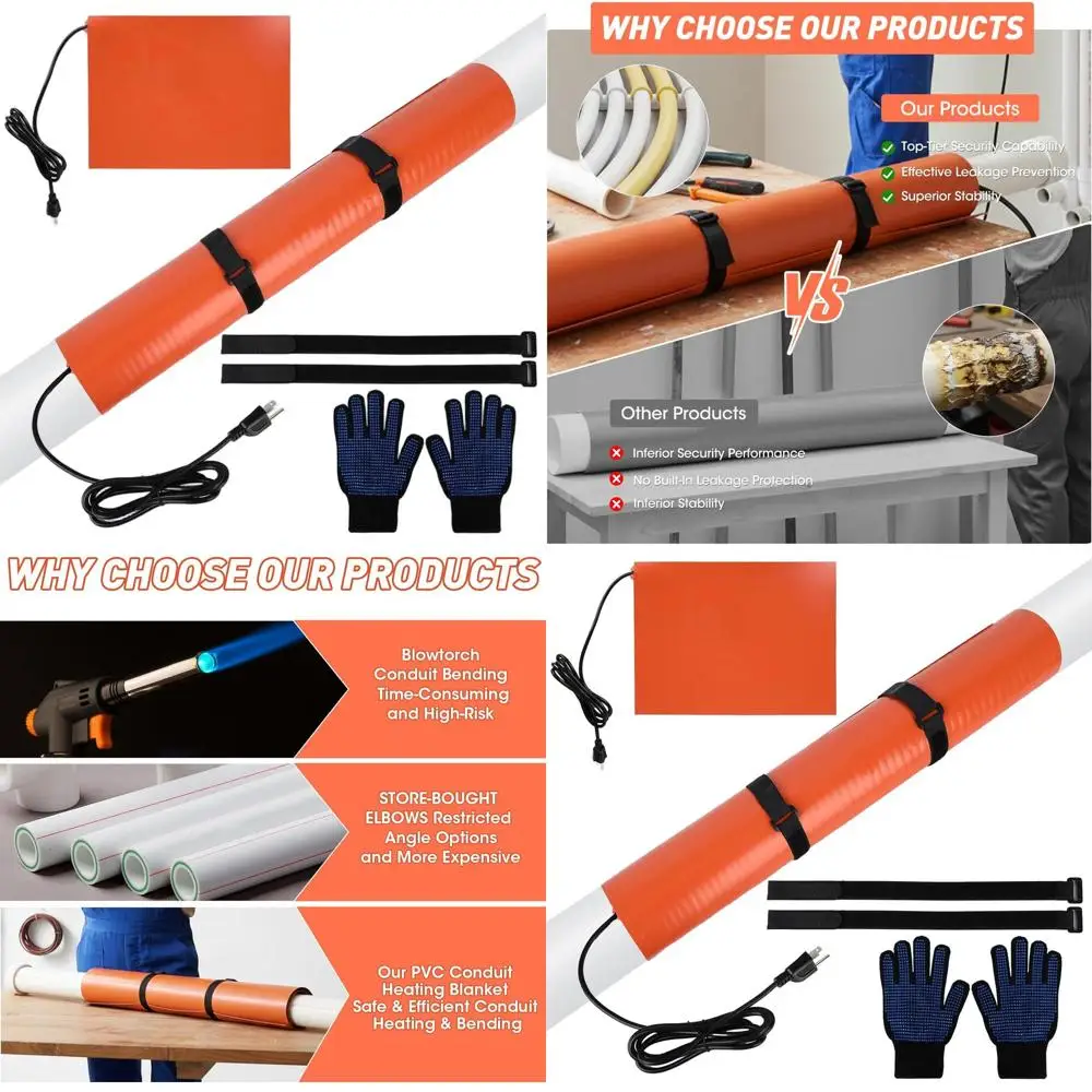 

Quick Heat 120V/200W PVC Pipe Heater with Overheat Protection, 3-1/2 to 4 Diameter, Fast 3-Minute Heating, Durable for Pipe Bend