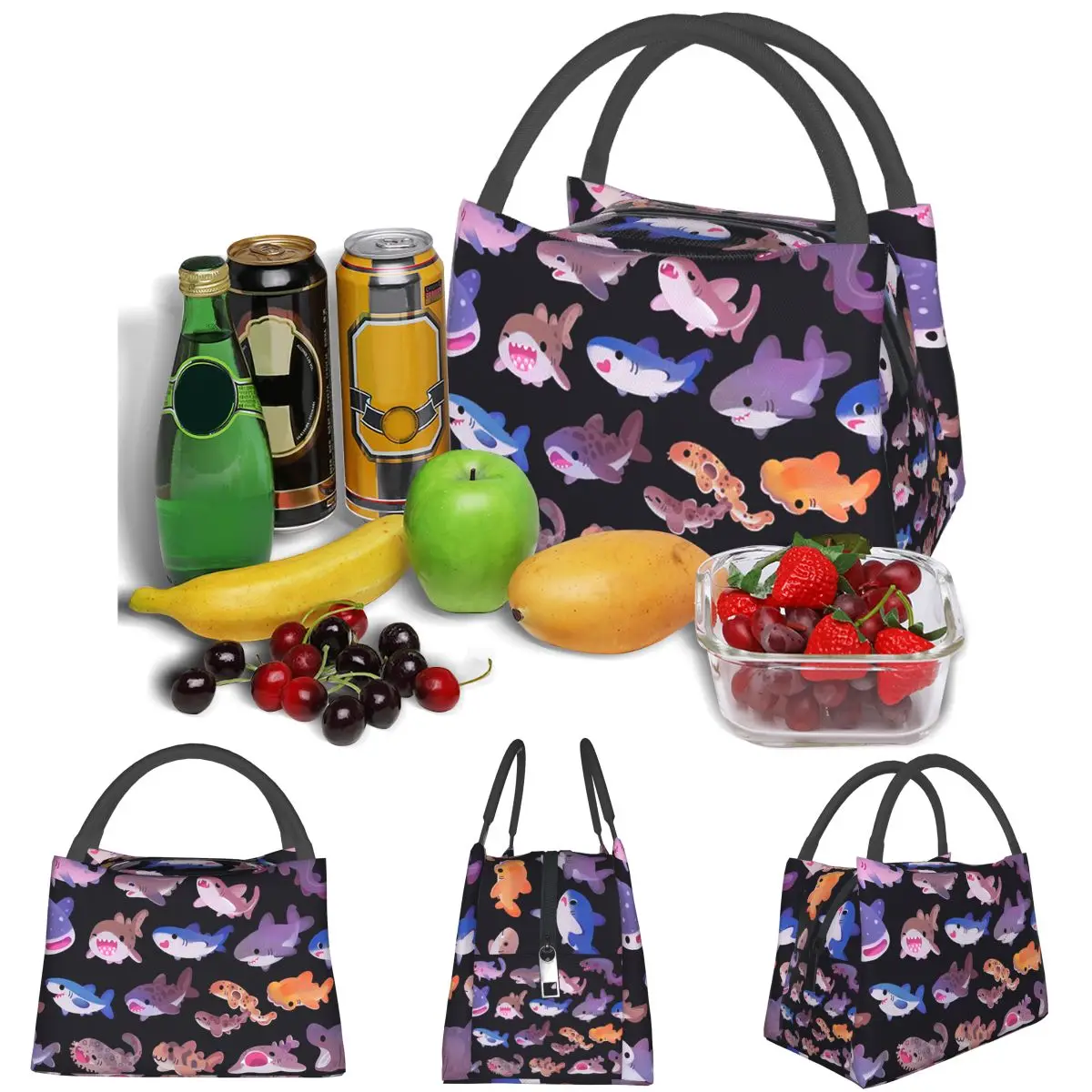 Shark Day Lightweight Handheld Insulated Lunch Bag Aluminum Foil Liner for Adults Students Travel Picnic