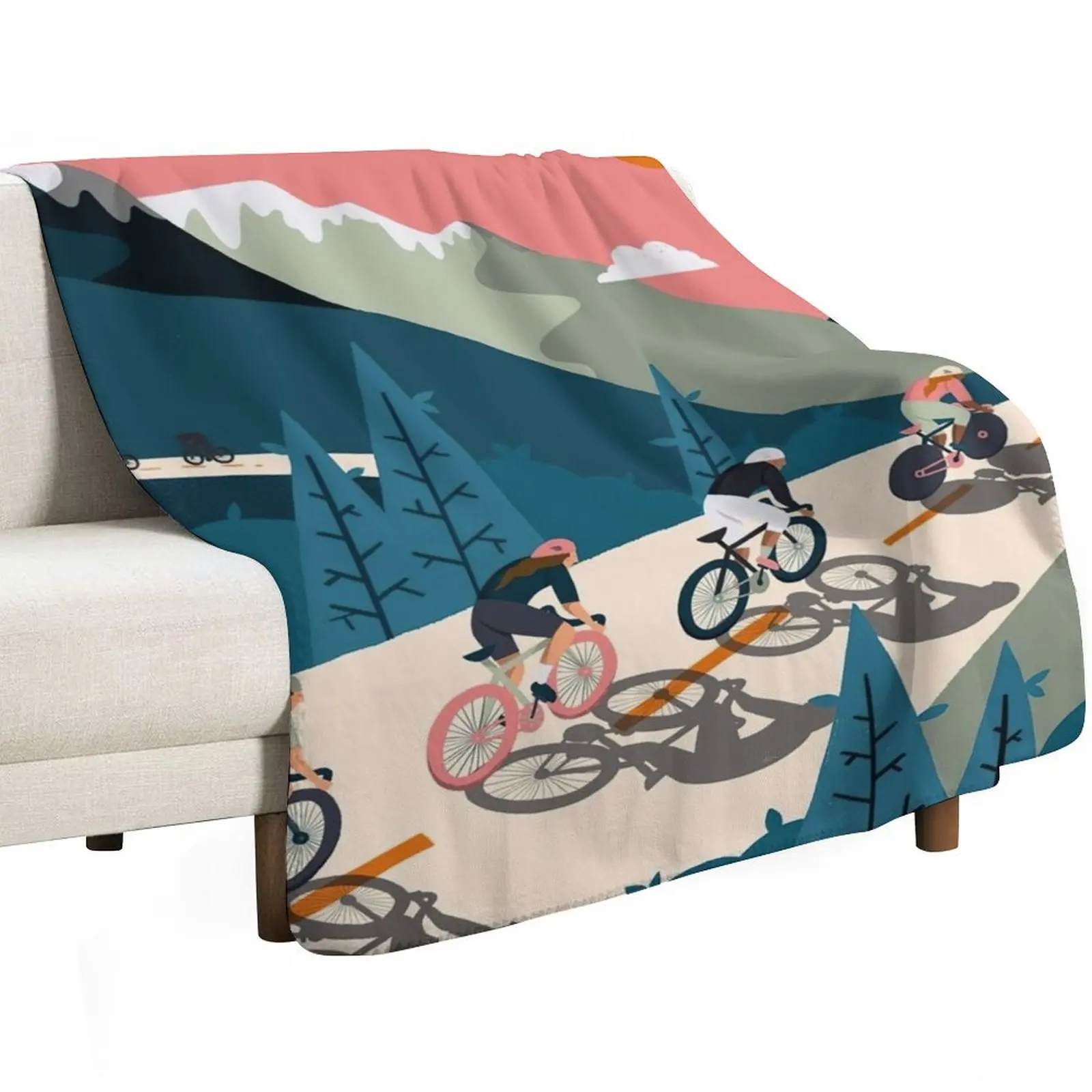 Cycling Race Vintage Art Throw Blanket Lightweight Warm Blanket for Indoor Outdoor Use