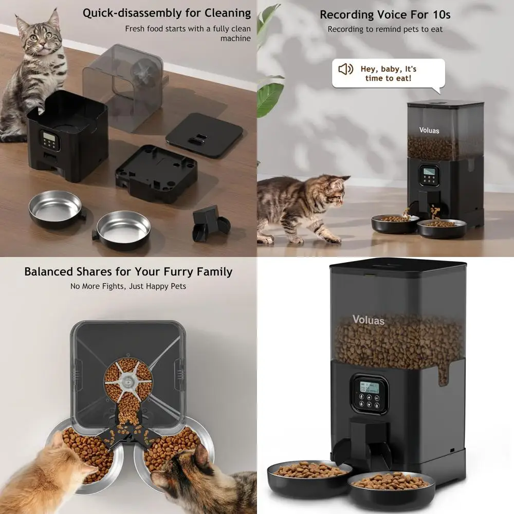 

Автоматическая кормушка для животных с двумя мисками из нержавеющей стали, емкость 6 л, с функцией таймера и памяти