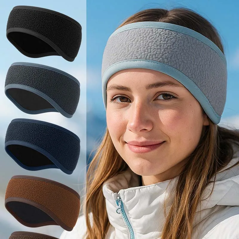 

Autumn/Winter Sports Headband Women's High-Fashion Thermal Ear Warmer Solid Color Thick Teddy Fleece Sweat-Wicking Fitness Band