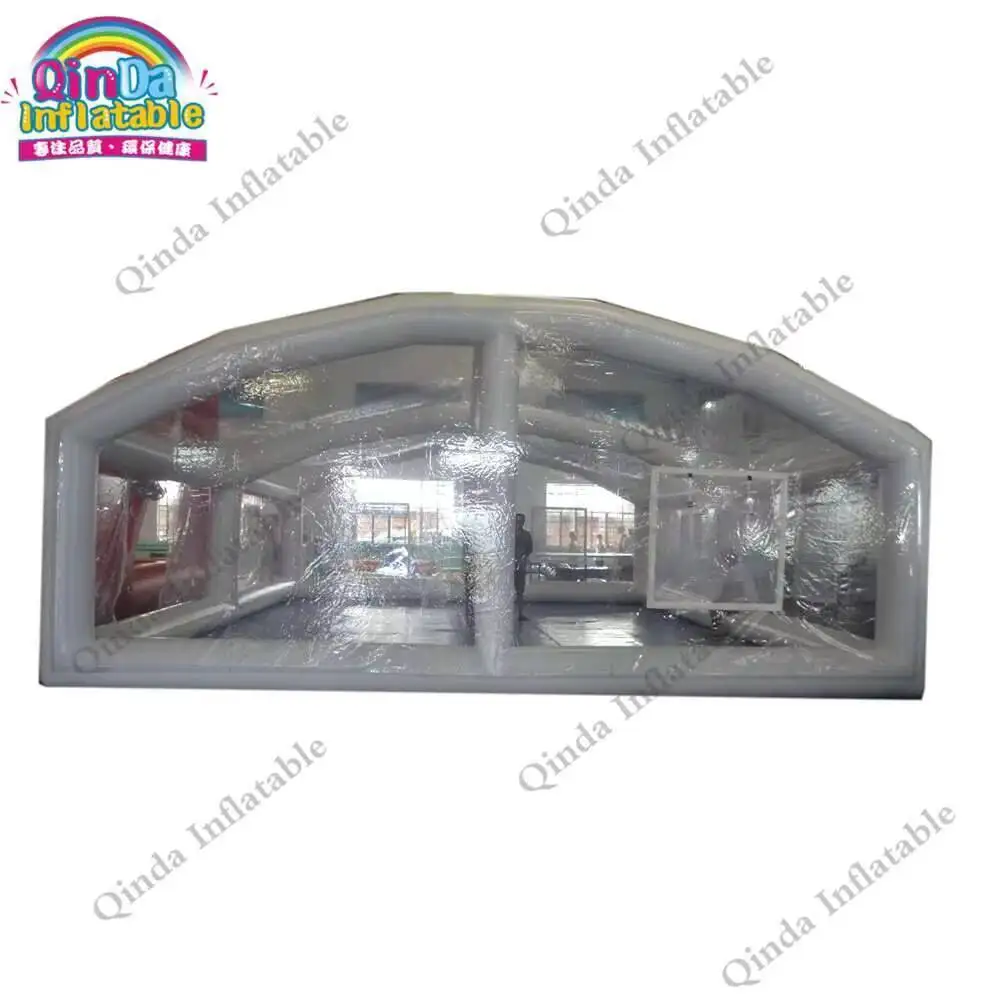 10x5x3.2m opblaasbare plafond bubbeltent doorzichtige PVC koepel opblaasbare zwembadafdekking tent