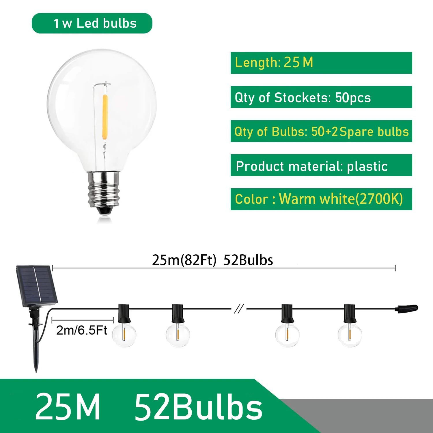 Topdii Girlande Solar LED Globe G40 String Licht Fee Outdoor Für Weihnachten Party Garten Dekorative Girlande Lampe Straße Terrasse Hinterhof 4