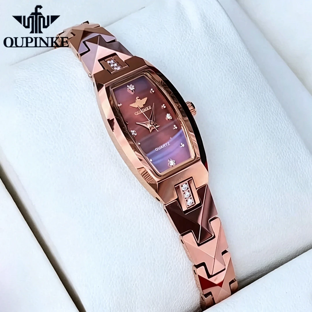 OUPINKE Women Watches Luxury Fashion Fine Steel Original Swiss Quartz Wristwatch for Lady Sapphire Mirror Waterproof Trend Dress