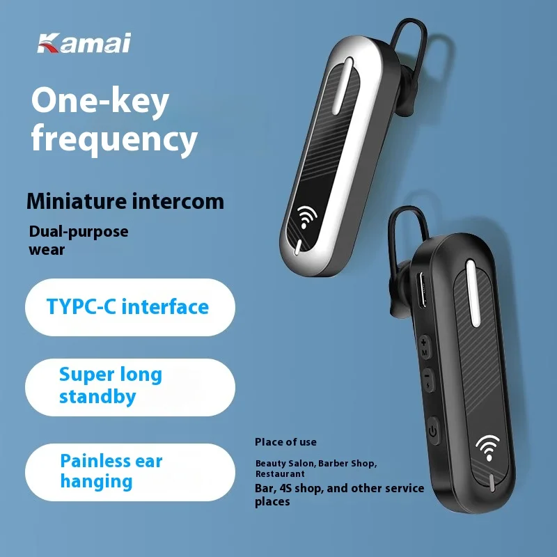 KAMAI-Mini walkie-talkie, transceptor, gancho para la oreja, Radio bidireccional, carga USB, auriculares inalámbricos tipo C