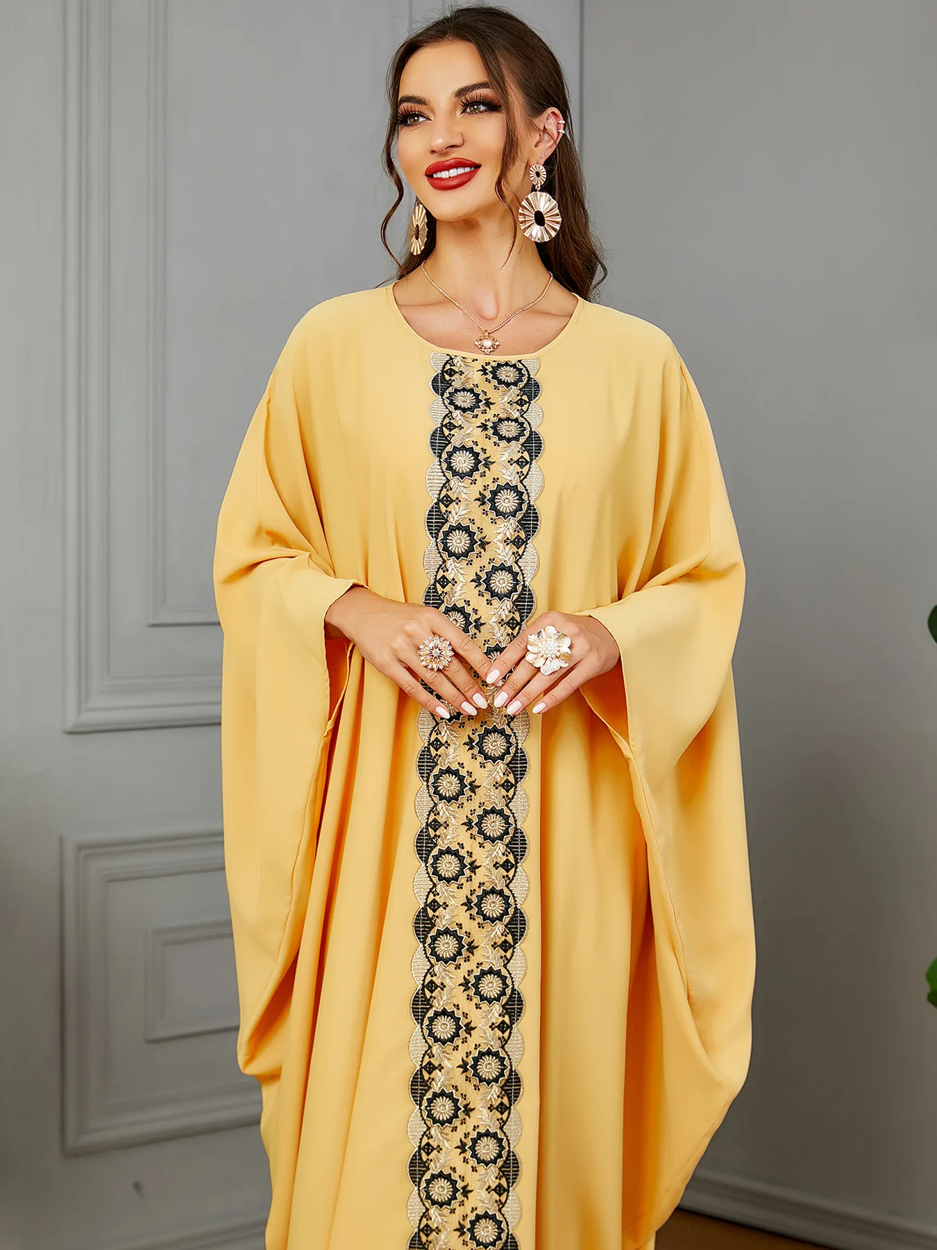 Eid Muslim Party Dress for Women Ramadan Abaya Bat Sleeve Long Dress Morocco Kaftan Vestidos Largos Dubai Robe Jalabiya 2024