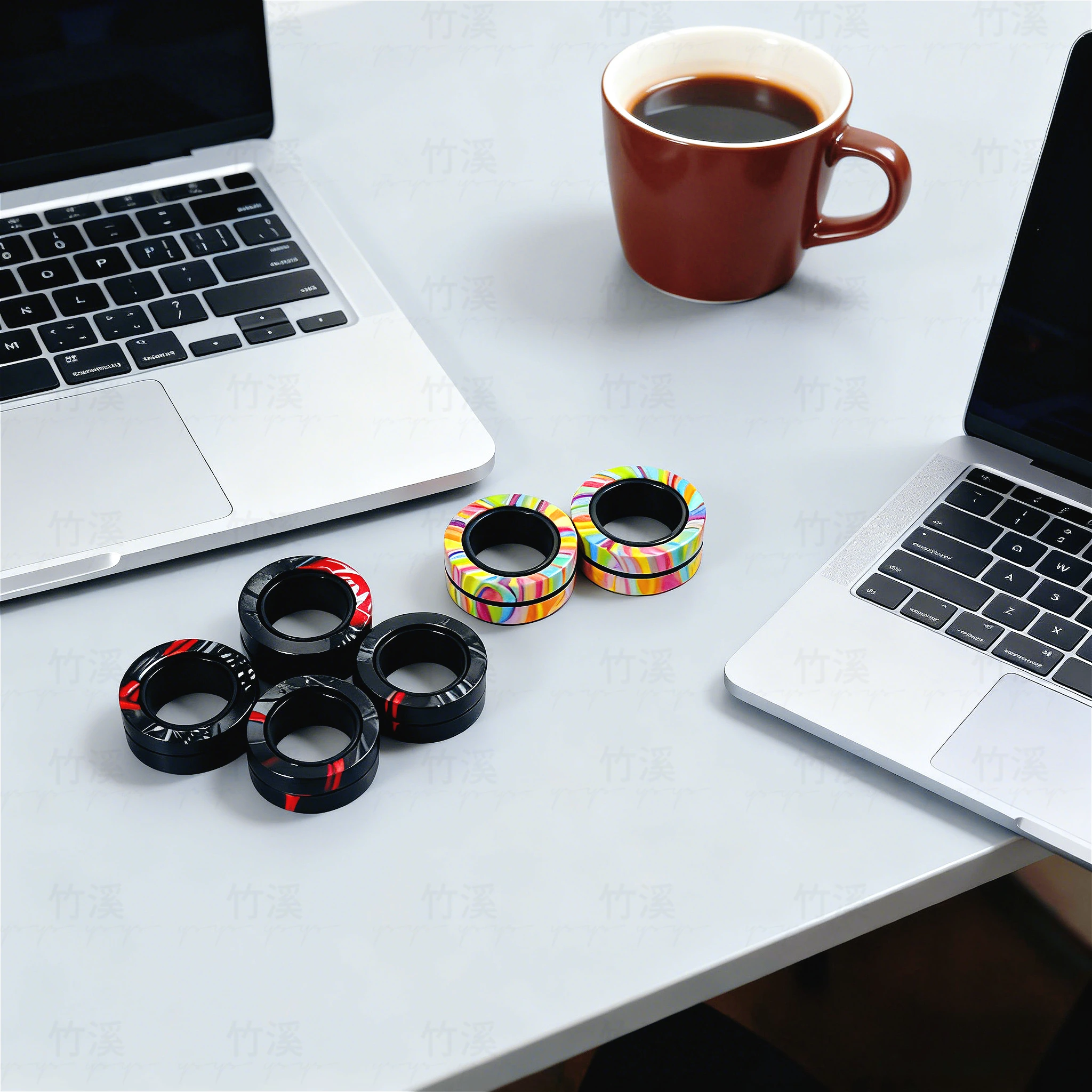 ● مجموعة حلقات دوارة مغناطيسية مكونة من 3 قطع - ألعاب فيدجيت للبالغين والمراهقين والأطفال، تخفيف التوتر، من الفولاذ المقاوم للصدأ