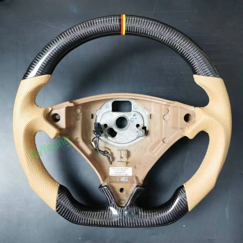 Customized 100% Carbon Fiber Leather / Alcantara Steering Wheel For Porsche Cayenne Turbo GTS