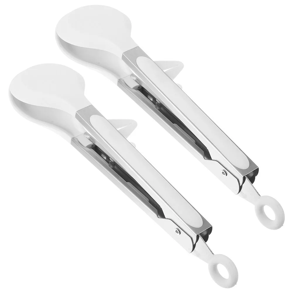

2Pcs Food Tongs Heat Resistant Silicone Stainless Steel Multipurpose Kitchen Tool for Grilling Baking Bbq Bread Serving Tongs