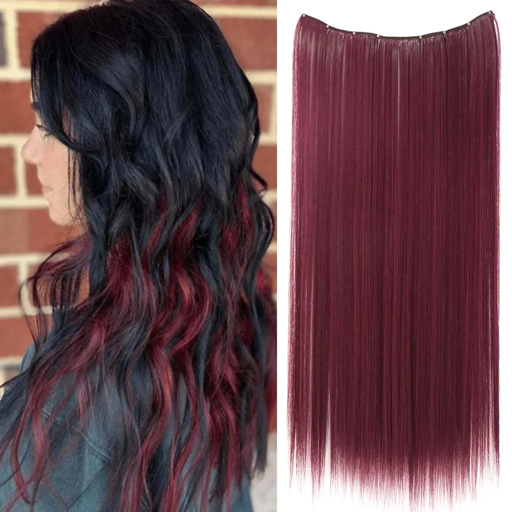 1pc Colorful Straight Clip-in Hair Extension For women Long Synthetic Hairpiece Heat-resistant Easy to wear-Daily/Festival