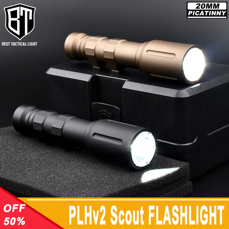 WADSN Metal PLHv2 Tactical Hunting Weapon Scout Light Flashlight 1300 Lumens Airsoft Pistol Accessory For 20mm Picatinny Rail