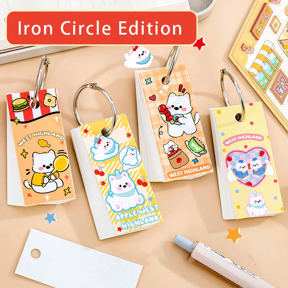 

1pc random style cute mini iron ring notebook, removable sticky note book, portable pocket notebook