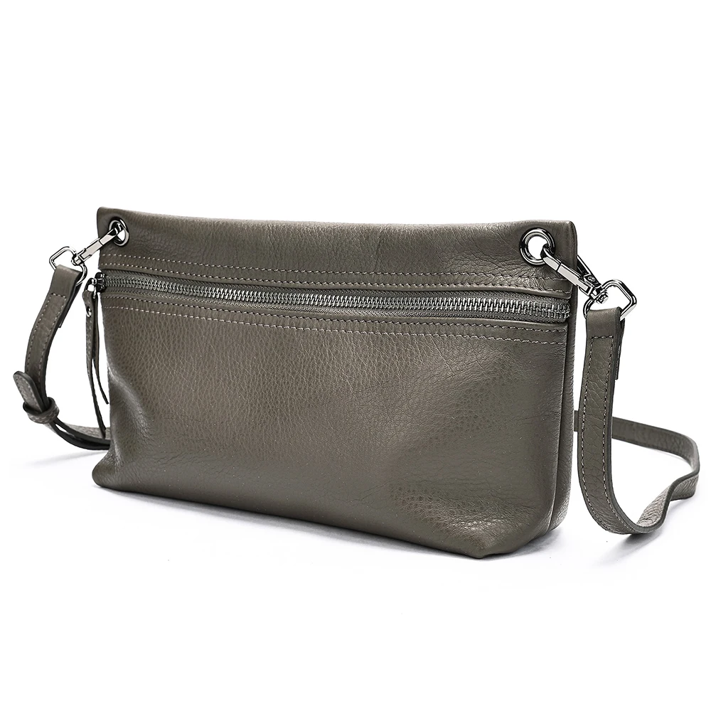 Genuine Leather Crossbody Bags for Women, Soft Leather Shoulder Clutch Purse, Multi-Zipper Adjustable Strap Messenger Bag view 3