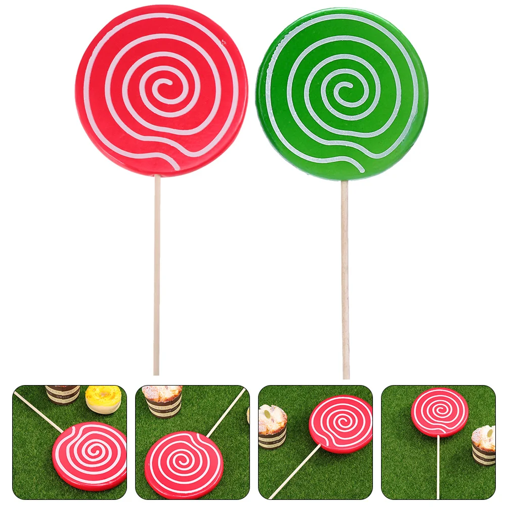 

2 Pcs Sweets Photography Prop Birthday Party Decoration Fake Candy Wedding Lollipop Wooden Creative Child Decorative