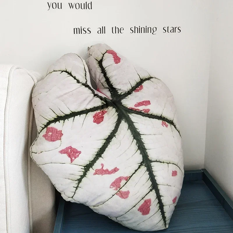 Throw Pillow Leaf Decorative Pillowcase Sofa Cushion Anime Cartoon Plush Green Plant Pillow Flower Shaped Throw Pillow For Home
