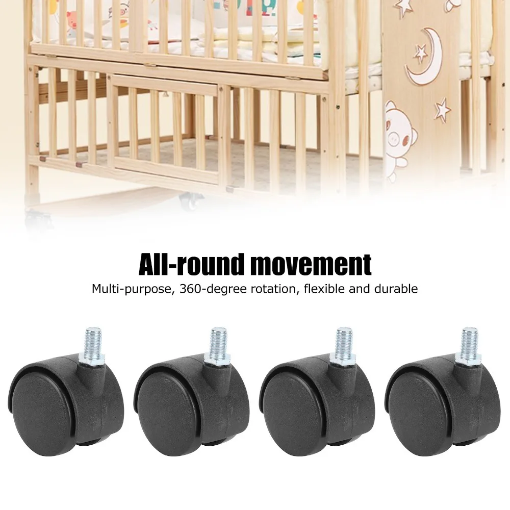 4pcs Mute 1.5 Inch Swivel Caster Wheels 360 Degree Rotation Smooth Stem Caster Wheels Replacement Furniture Casters Cart