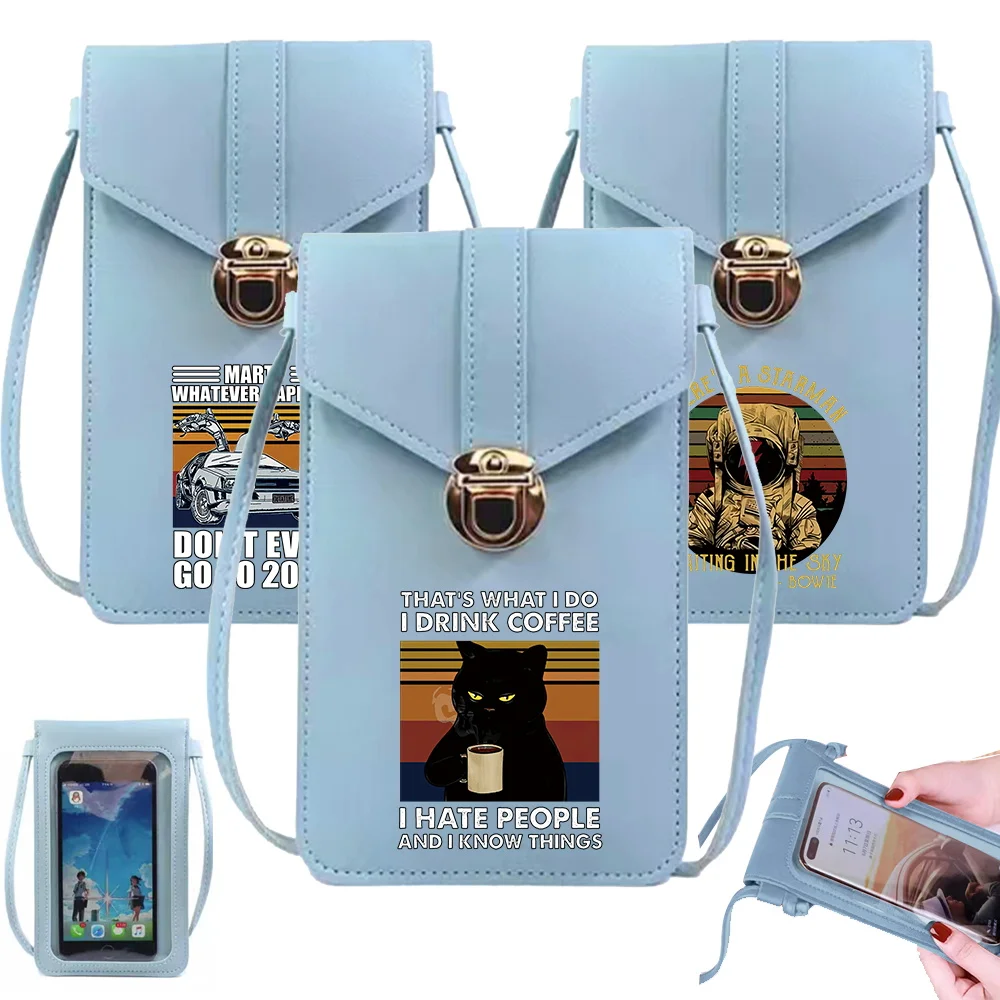 

Mobile Phone Bag Women Multifunctional Messenger Shoulder Pack Pew Pattern Printing Series Fashionable Personality Key Bag