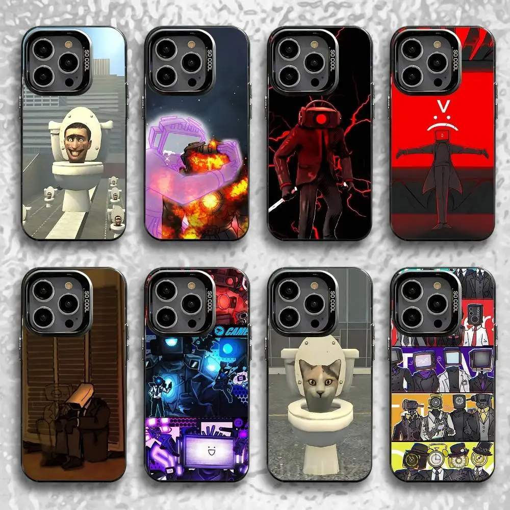 

Cartoon Skibidi Toilet Phone Case For iPhone 16,15,14,13,12,11,Pro,XS,Max,Plus,Mini,SE Black Candy Matte Shockproof Cover