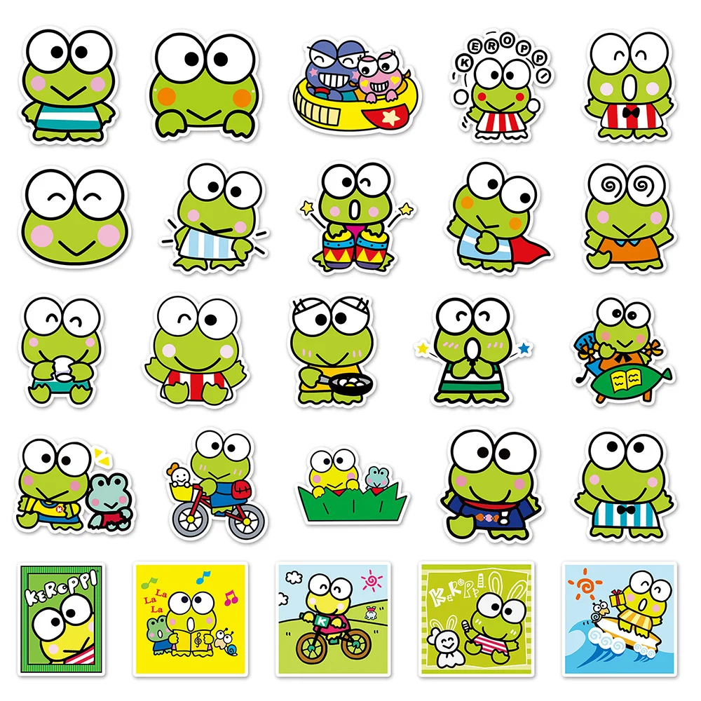 10/30/50pcs Cute KEROKERO KEROPPI Stickers Kawaii Sanrio Anime Frog Decals DIY Phone Skateboard Luggage Fun Graffiti Sticker Toy