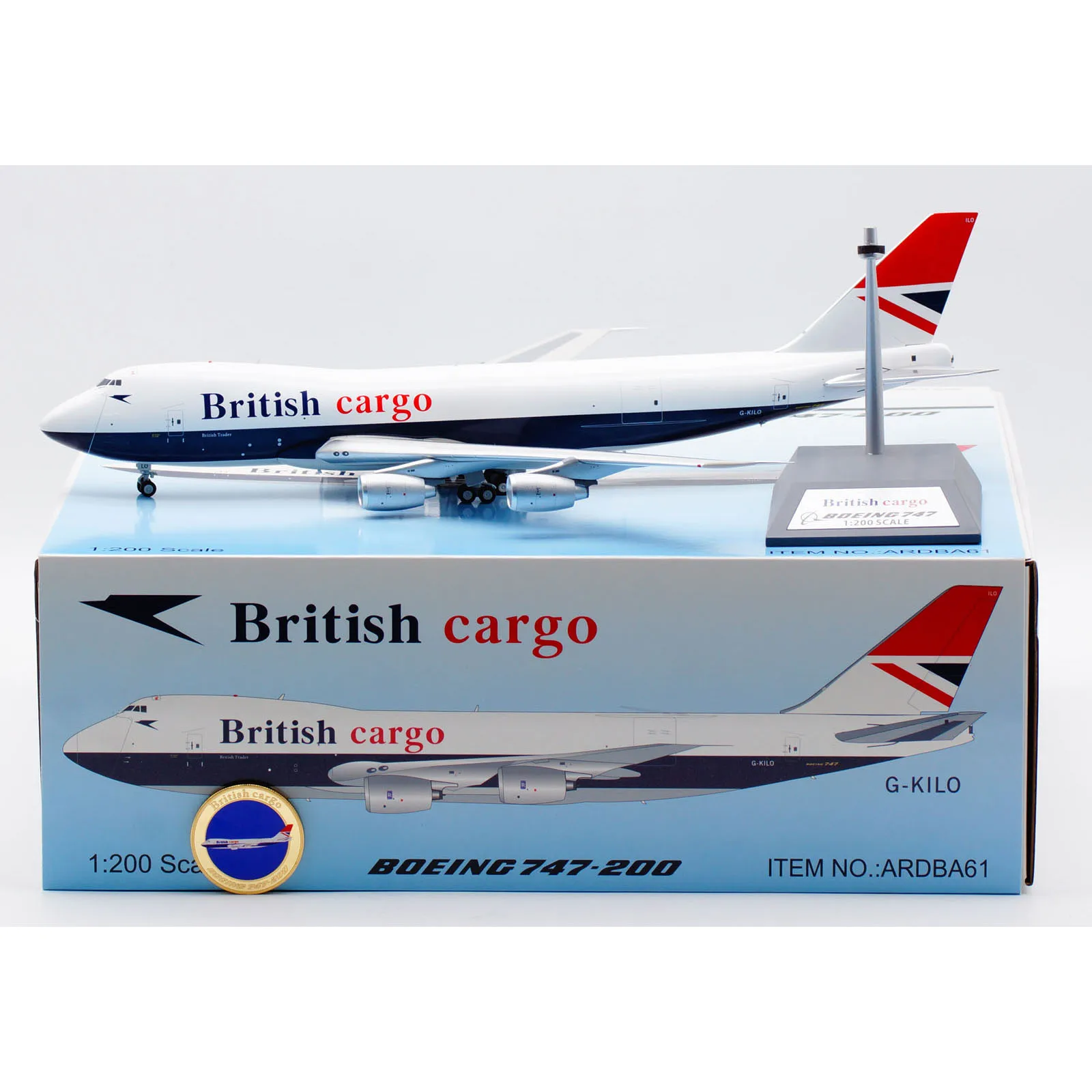 ARDBA61 Alloy Collectible Plane Gift ARD 1:200 British Airways Boeing B747-200F Diecast Aircraft Jet Model G-KILO With Coin