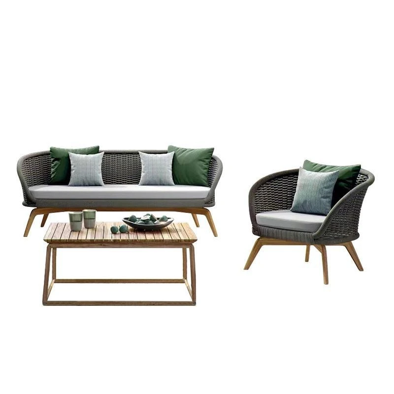 

Outdoor sofa patio garden rattan chair three-piece balcony coffee table combination outdoor leisure sun room furniture