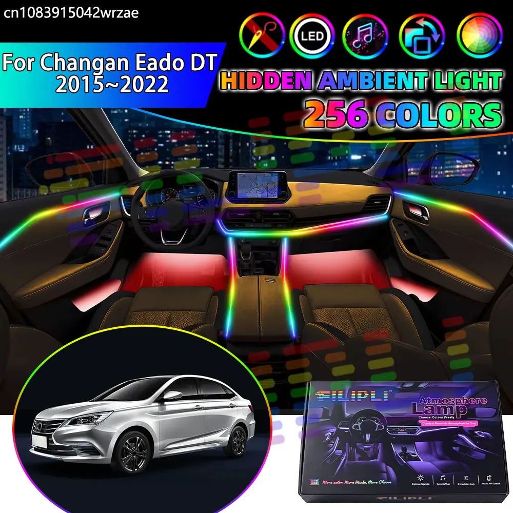 For Changan Eado DT 2015~2022 2016 2017 RGB Car Interior Ambient Lights Strips Breathing Lighting Kit App Control LED strips