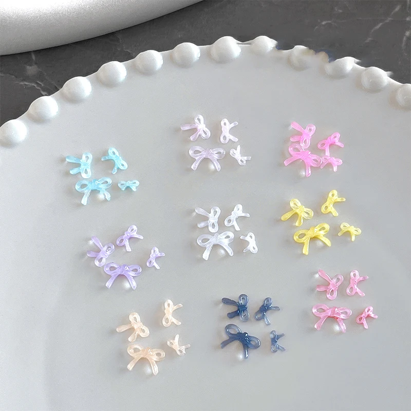 

100 шт. модные мини 3D подвески для дизайна ногтей с бантом Kawaii, детали из смолы с бантом для маникюра, декор для украшения ногтей, материал