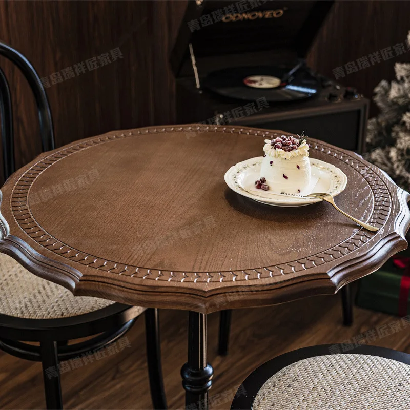 American retro seagull round table solid wood dining round dessert shop home fusion restaurant cafe dining table and chair