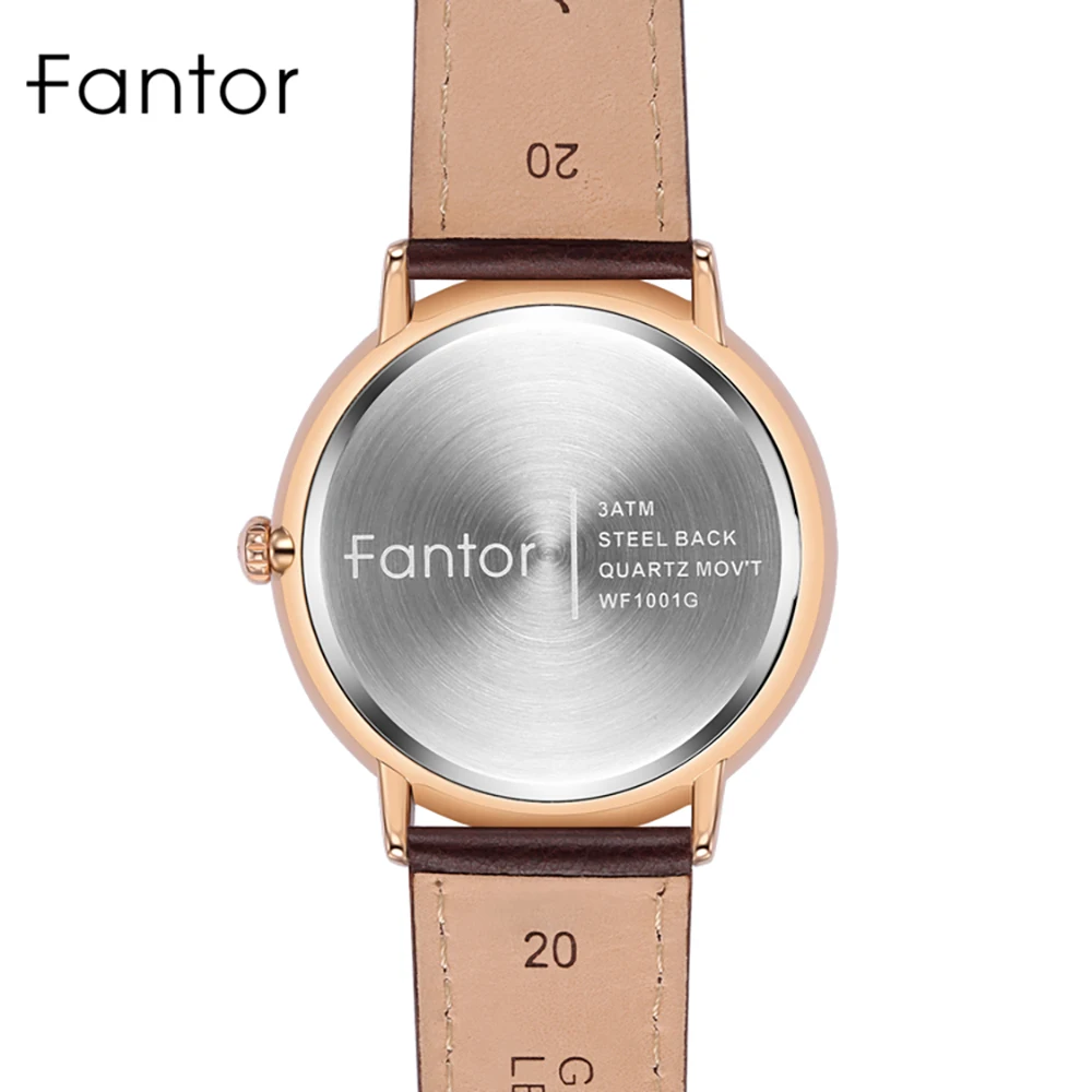 Fantor Brand Classic Minimalist Men Leather Luminous Hand Casual Business Man Quartz Watch with Box