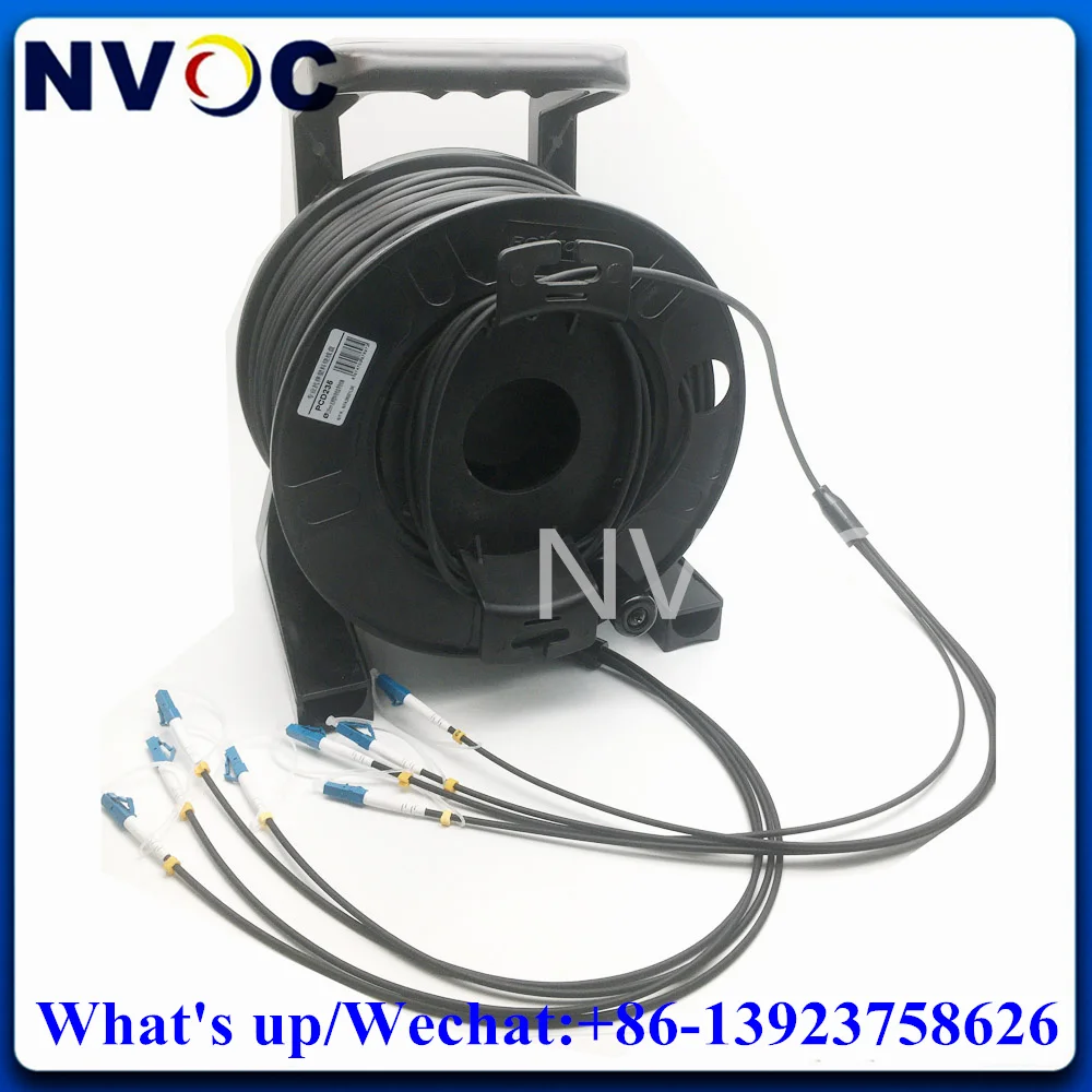 4C SM 100M 150M Portable Field Deployable Tactical Fiber Optic TPU/LSZH Cable Reels Winding Drum PCD235 with LC-LCUPC Connector