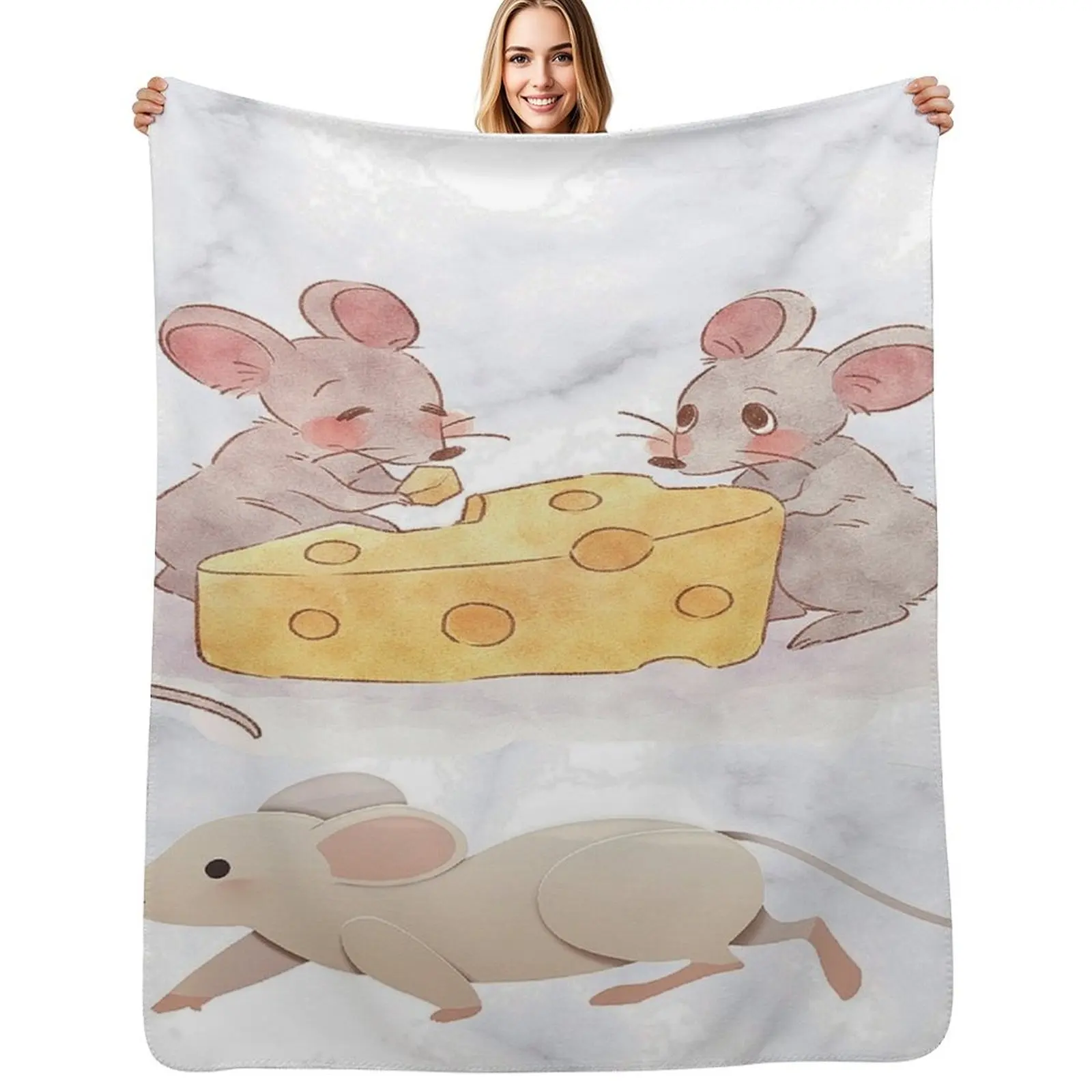 

Naughty Mice and cheese Throw Blanket anime Polar Soft Plaid Travel Blanket