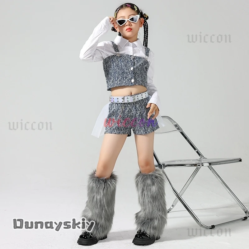 Танцевальная одежда в стиле хип-хоп для девочек, одежда для концертных выступлений, костюм Kpop для джазовых танцев, топы, шорты, детская дневная одежда