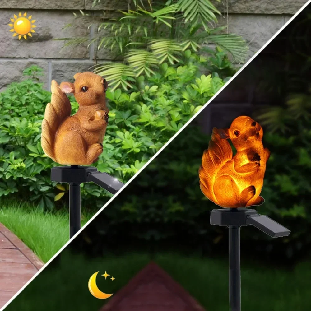 1 Pack Outdoor Solar  Light Squirrel Light Waterproof Garden Landscape Squirrel Shape Decorative Light  Garden Yard