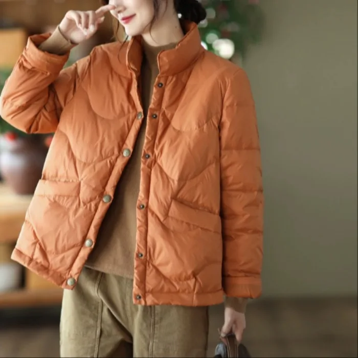 

Faionable ort Cotton Jaet Lightweight Stand Collar Versatile Winter Outerwear Comfortable Korean Sle Women's Coat