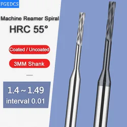 1.41mm to 1.49mm Carbide Machine Reamer Spiral Flute High Precision Tolerance Chucking Metal Cutter CNC 1.42 1.45 1.46 3MM Shank