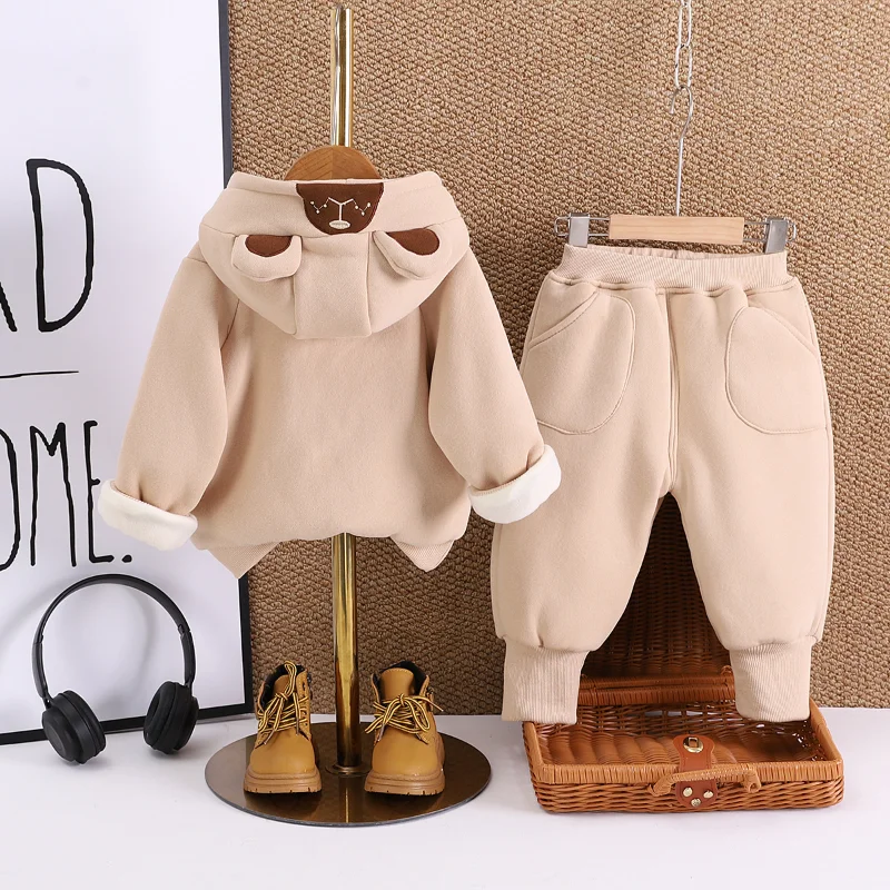 

New Winter Baby Boys Clothes Children Thick Warm Hoodies Pants 2Pcs/Sets Kids Girls Clothing Set Infant Costume Toddler Outfits