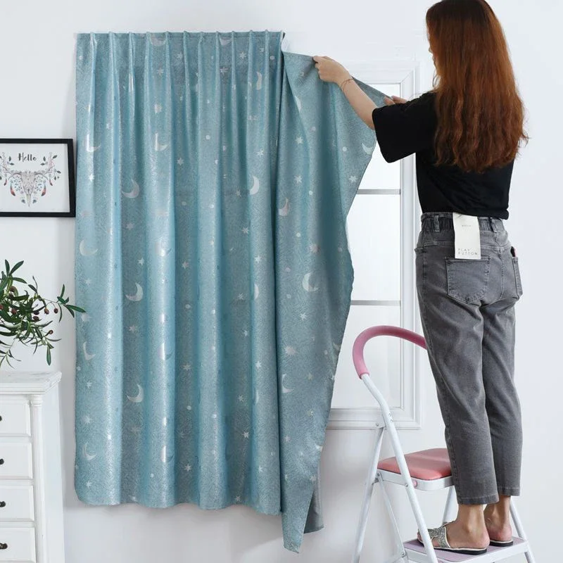 Punch Free Blackout Window Curtains Cost Saving Drapes Adjustable Self-Adhesive Thermal Insulated Wall Shades Give Ropes & Strap