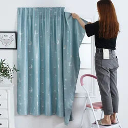 Punch Free Blackout Window Curtains Cost Saving Drapes Adjustable Self-Adhesive Thermal Insulated Wall Shades Give Ropes & Strap