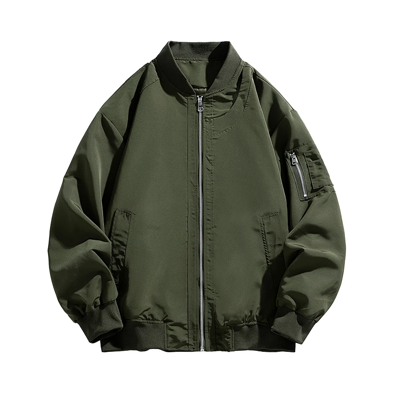 سترة طيران برقبة دائرية ملابس رجالية، نمط جديد للربيع والخريف والشتاء، قميص بيسبول فضفاض وغير رسمي