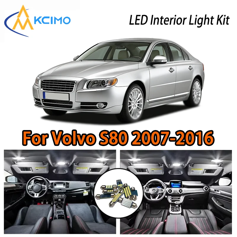 

Светодиодные внутренние светильники для Volvo S80 2007-2016, двухцветные, суперяркие, простая установка, белый и ледяной синий цвета