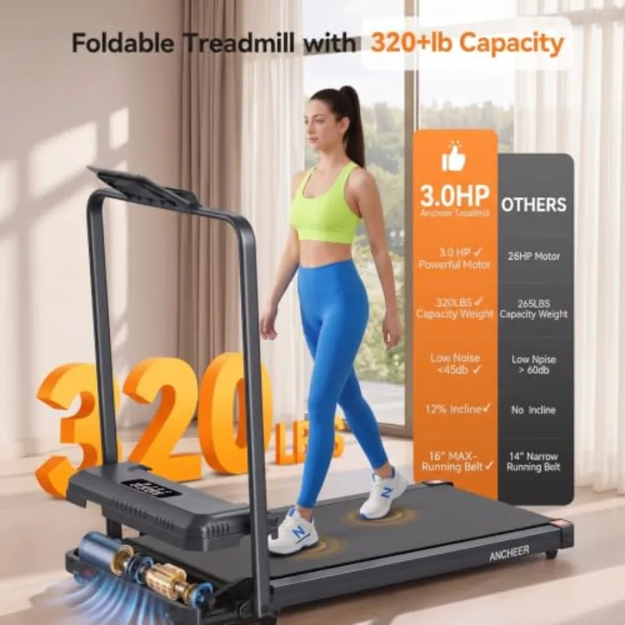 Incline Walking Pad with Handle Bar, Foldable Treadmill-Home/Office